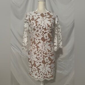 Dress the Population White Lace Long Sleeve Dress